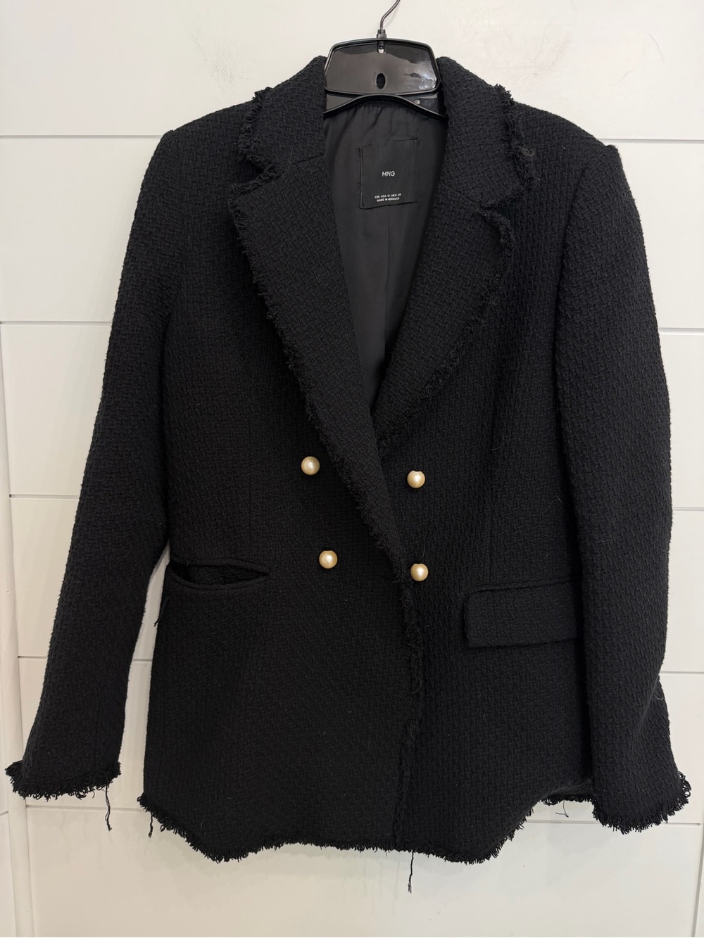 Mango Women's Black Quintin Tweed Blazer Jacket Size Small 36880 - Picture 4 of 15